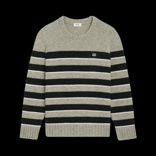 CELINE Triomphe Crewneck Sweater 'Light Grey/Black'