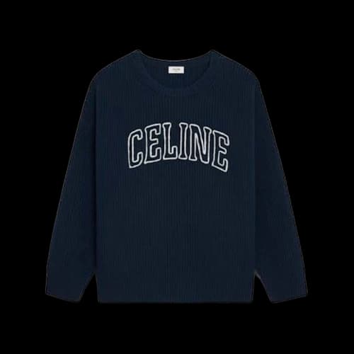 Celine Oversized Ribbed Wool Sweater Navy