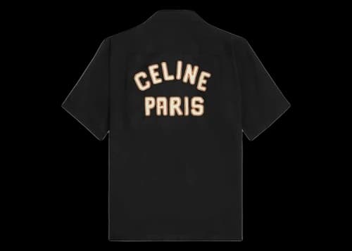 Celine Hawaiian Shirt with Celine Paris Patch in Viscose Black