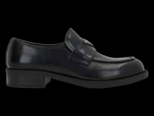 Prada Triangle-Logo Slip-On Loafers Black