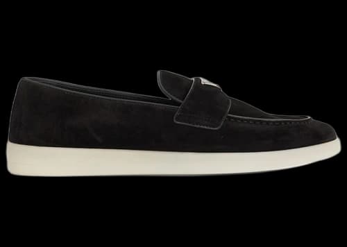 Prada Suede Logo Loafer Black