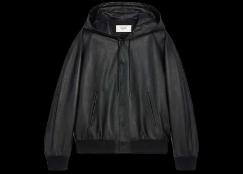 Celine Hooded Jacket In Soft Lambskin Black