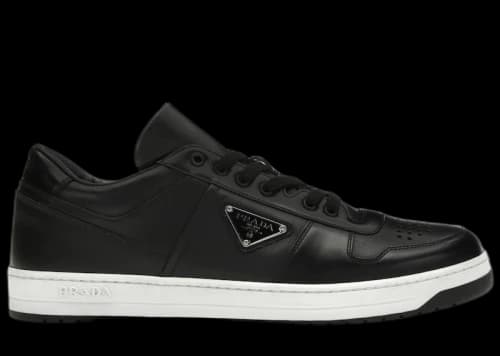 Prada Downtown Low Top Sneakers Leather Black Black White
