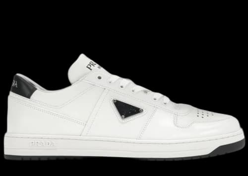 Prada Downtown Low Top Sneakers Leather White White Black