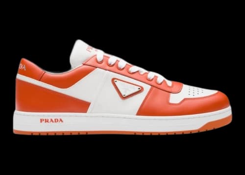 Prada Downtown Low Top Sneakers Leather White Orange