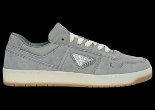 Prada Downtown Low Top Re-nylon and Suede Sneakers Gray