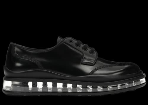 Prada Lace-Up Derby Black Brushed Leather