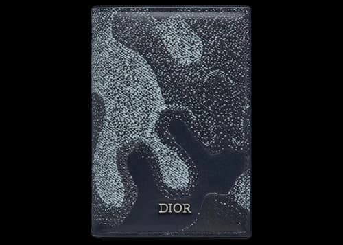Dior x Peter Doig Bi-fold Card Holder Blue Denim Camouflage