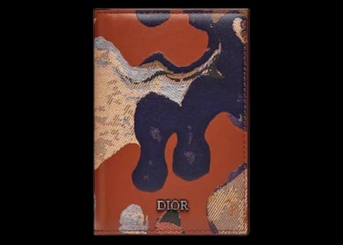 Dior x Peter Doig Bi-Fold Card Holder Cognac-Colored Camouflage
