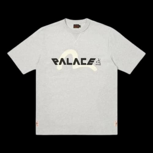 Palace x Evisu Logo T-shirt 'Grey Marl'