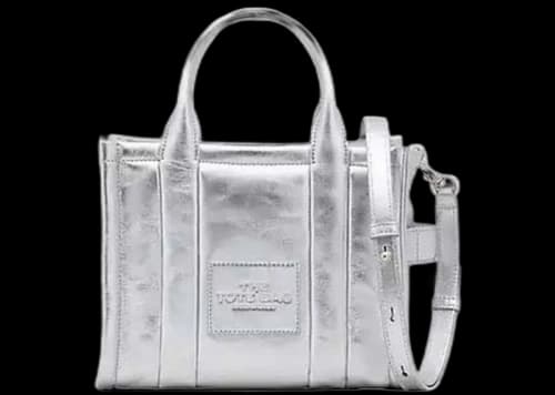 Marc Jacobs The Metallic Leather Small Tote Bag Silver