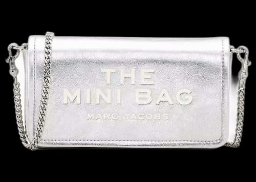 Marc Jacobs The Metallic Leather Chain Mini Shoulder Bag Silver