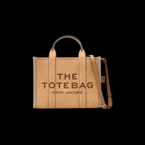 Marc Jacobs Suede Leather Blocked Medium Tote Bag Sahara