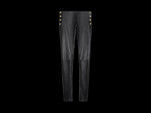 Celine Side Snap Buttons in Plonge Stretch Lambskin Skinny Jeans Black