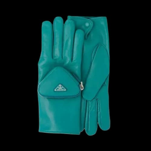Prada Peacock Runaway Napa Gloves With Zip Pouch 'Green'