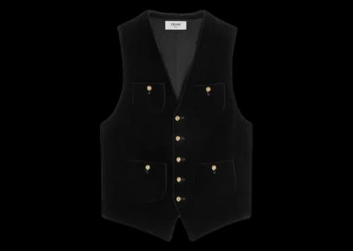 Celine Cotton Velvet Waistcoat Black