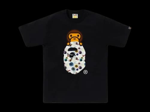 BAPE A Bathing Ape Floral Camo Milo On Ape Head Tee Black