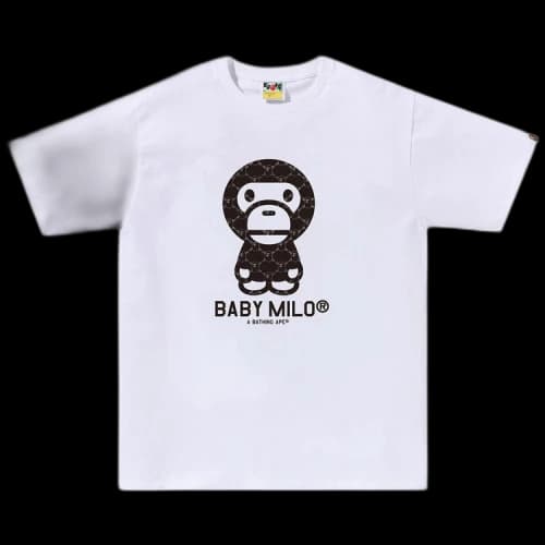 BAPE College Monogram Baby Milo Tee 'White/Black'