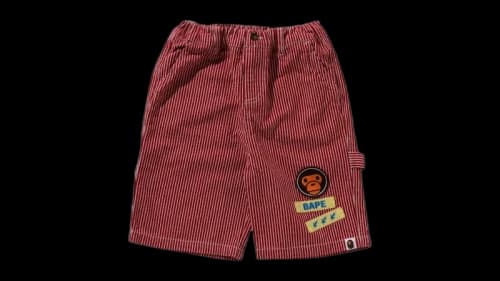 BAPE Kids Hickory Milo Patch Painter Shorts Red