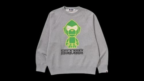 BAPE Milo Borg Relaxed Fit Crewneck Sweatshirt Gray