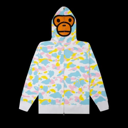 BAPE New Multi Camo Milo Regular Fit Full Zip Hoodie 'White'
