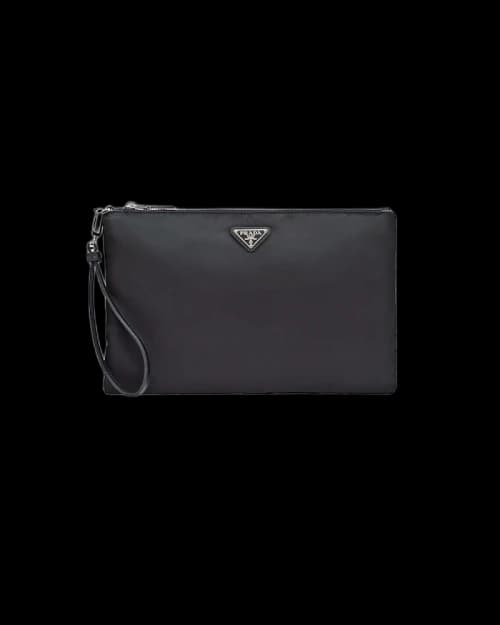 Prada Re-Nylon and Saffiano Leather Pouch Black