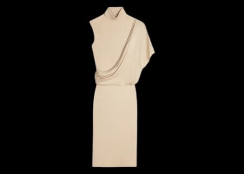 Celine Draped Shiny Viscose Dress Champagne