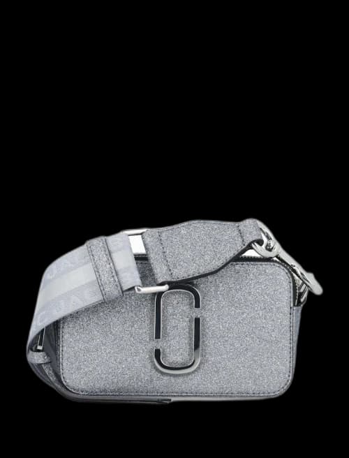 Marc Jacobs The Snapshot Glitter Shoulder Bag Silver