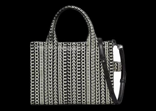 Marc Jacobs The Monogram Leather Small Tote Black/White