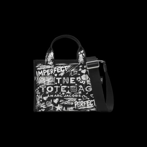 Marc Jacobs Punk Scribble Canvas Small Tote Bag Cotton