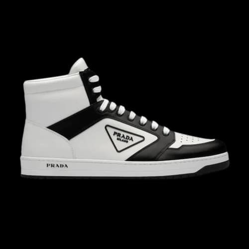 Prada District Leather Sneaker High 'White Black'