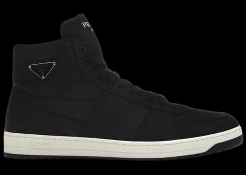 Prada Re-Nylon Gabardine High Top Sneakers Black Black White