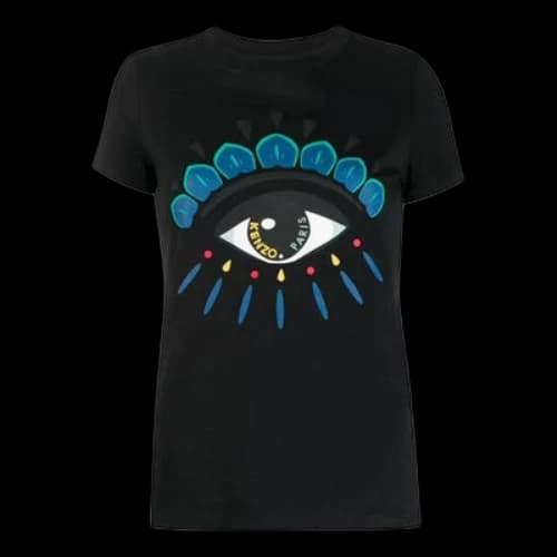 KENZO Large Eye Pattern Printing Round Neck Short Sleeve Black