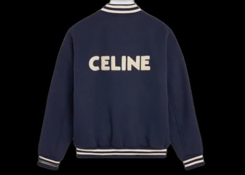 Celine Loose Varsity-Style Jacket In Wool Navy Blue