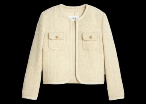 Celine Light Tweed Chelsea Jacket Ivory