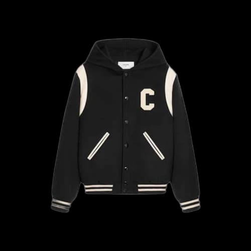 Celine Hooded Cashmere Wool Teddy Jacket Black