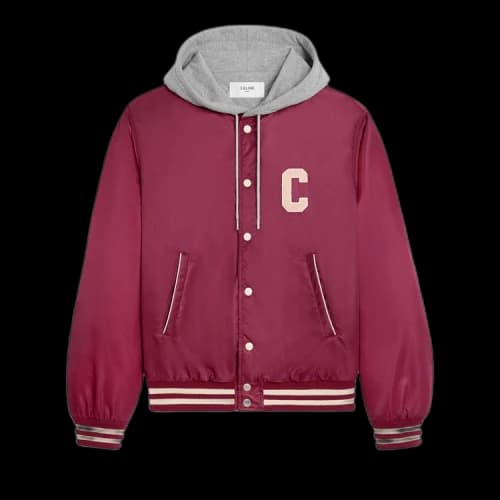 CELINE Oversized Hooded Teddy Jacket 'Burgundy'