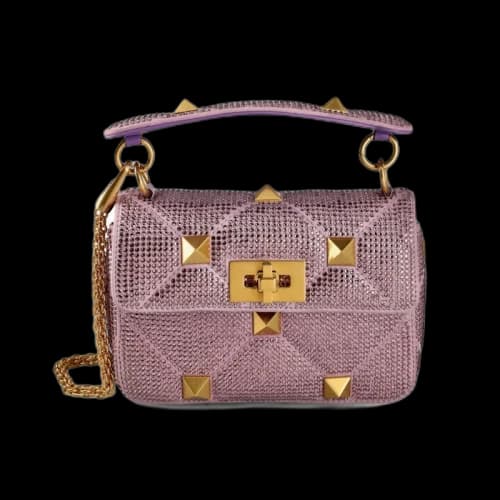 Valentino Roman Stud Chain-Linked Medium Shoulder Shoulder Bag Purple