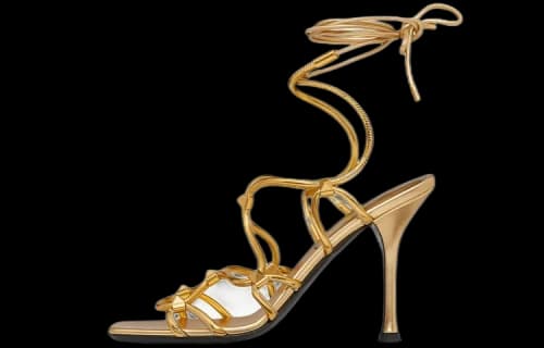 Valentino Rockstud Net Lace-Up Sandals Gold (Women's)