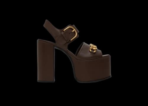 Valentino Garavani V Chain-Linked Platform Sandals Brown (Women's)