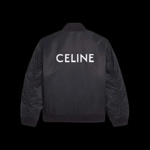 Celine Nylon Twill Bomber Jacket Black