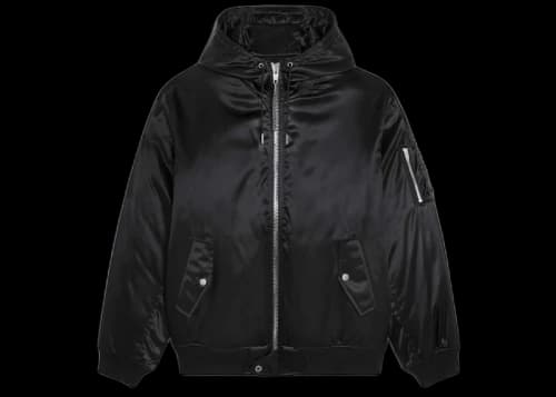 Celine Bomber Jacket with Celine Print in Satin-Finish Nylon Black