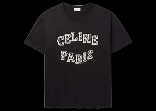 Celine Embellished Logo-Embroidered Cotton-Jersey T-Shirt Black