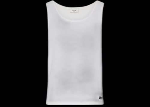 Celine Triomphe Tank Top in Silk Jersey White/Black