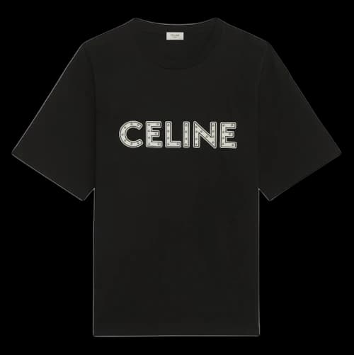 Celine Loose Studded Cotton T-shirt Black