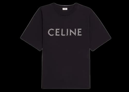 Celine Loose T-Shirt In Cotton Jersey With Studs Black