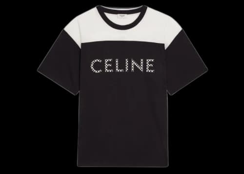 Celine Loose T-Shirt In Cotton Jersey With Studs Black/White