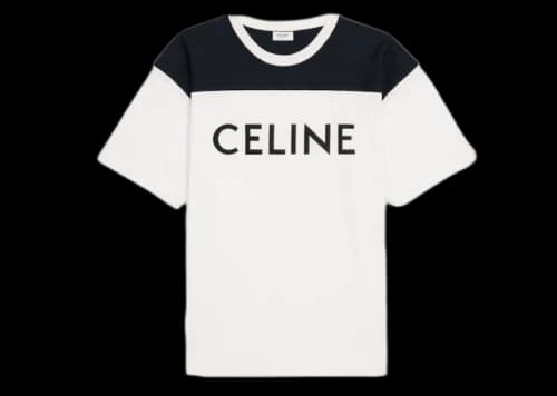 Celine Loose T-Shirt In Cotton Jersey Chalk/Black
