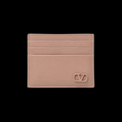Valentino Garavani Vlogo Leather Card Holder 'Beige'