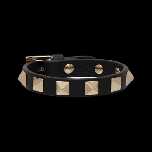 Valentino Leather Rockstud Bracelet 'Black'